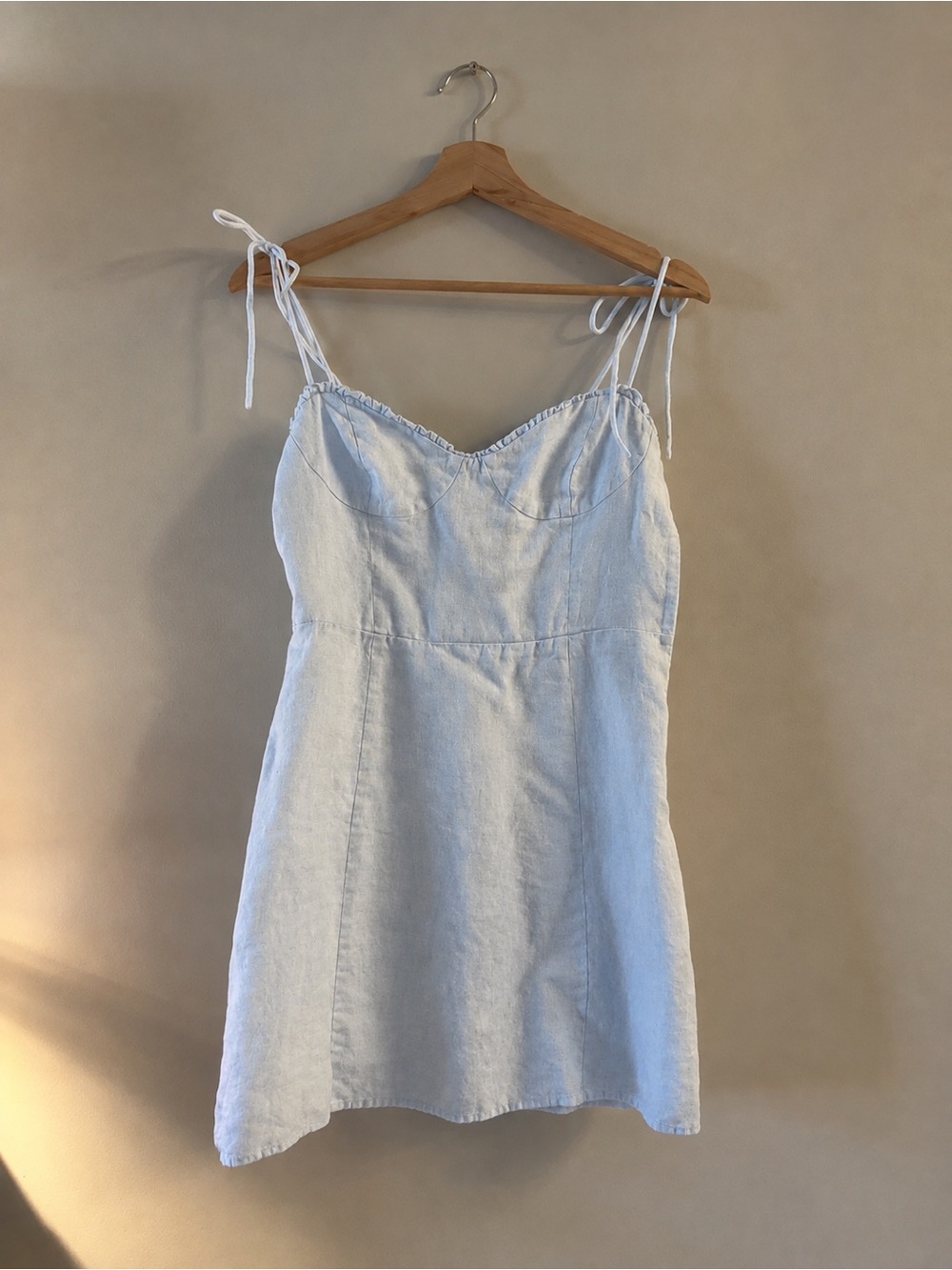 Light Blue Tie-Strap linen dress - Women’s dresses